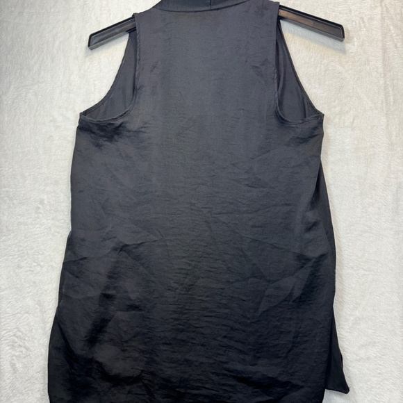 Grey & Gray Sleeveless Blouse Womens Size Small Black Satin Goth Classic - Picture 9 of 9